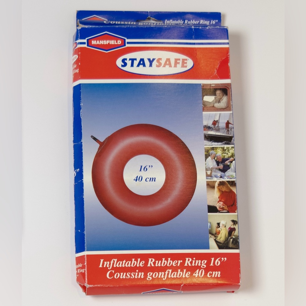 Mansfield Inflatable Rubber Invalid Ring Cushion, Diameter 16 in / 40,6 cm